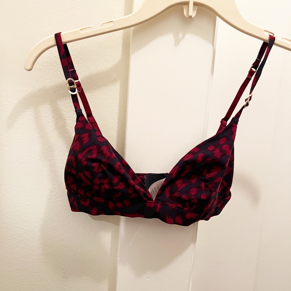 Stella McCartney Blue Red Bralette Small Leopard Animal‎ Print
